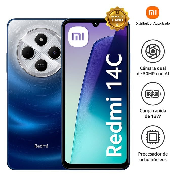 Celular Xiaomi Redmi 14C 8GB I 256GB 6.88" Azul, verde y negro