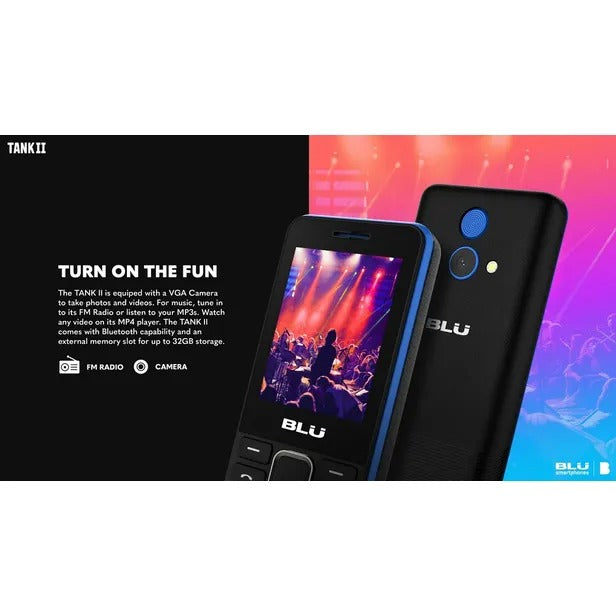 Celular Blu Tank II T196 2.4" Dual Sim - Verde oliva, Azul, Rojo y Gris